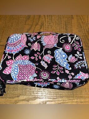 Vera Bradley Blush & Brush Makeup Case Alpine Floral - Black Purple Blue